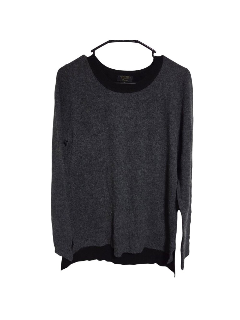 Charter Club 100% Cashmere Sweater Womens Size Large Gray Black Colorblock